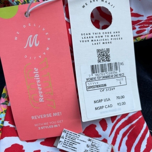 Maaji Fixed Triangle Bikini Top Reversable Women’s Size S - Picture 4 of 8